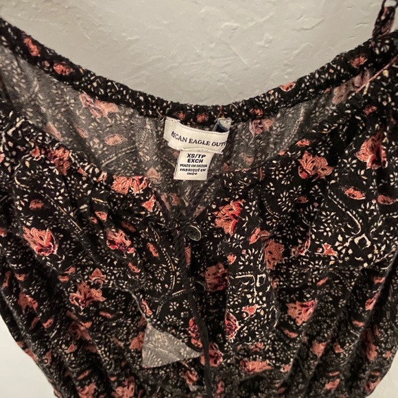 American Eagle Black and Pink Lotus Mini Dress XS - Picture 4 of 6